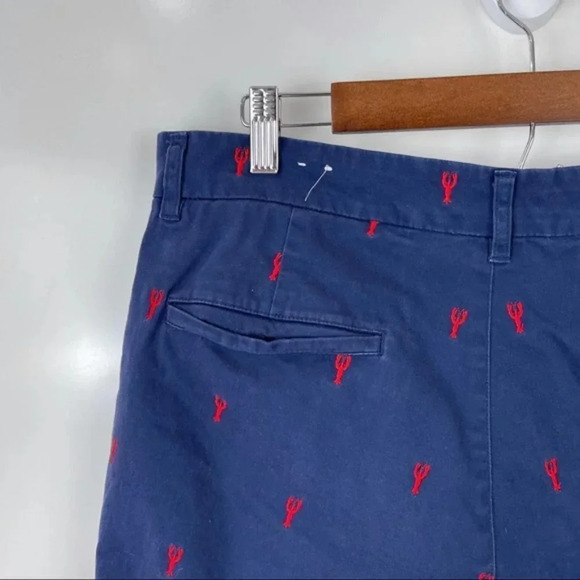 Isaac Mizrahi Navy Blue Embroidered Lobster Print Flat Front Casual Shorts Sz 34 - Picture 5 of 7